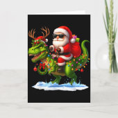 Santa Riding Dinosaur T Rex Christmas Boys Men Xma Karte (Vorderseite)