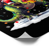 Santa Riding Dinosaur T Rex Christmas Boys Men Xma Poster (Ecke)