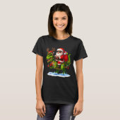 Santa Riding Dinosaur T Rex Christmas Boys Men Xma T-Shirt (Vorne ganz)