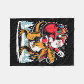 Santa Riding Dinosaur T Rex Christmas Boys Xmas Fleecedecke (Vorderseite (Horizontal))
