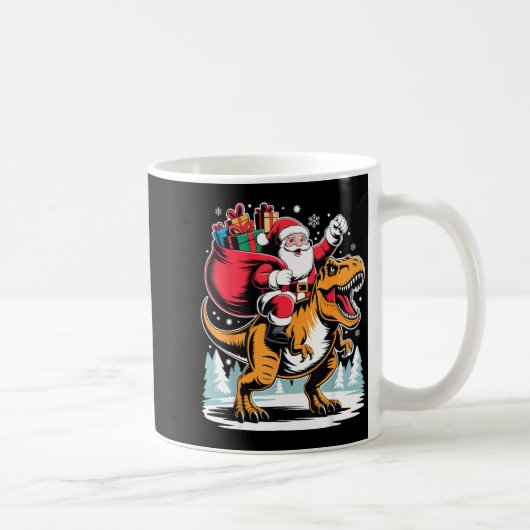 Santa Riding Dinosaur T Rex Christmas Boys Xmas Kaffeetasse (Rechts)