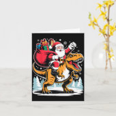 Santa Riding Dinosaur T Rex Christmas Boys Xmas  Karte (Gelbe Blume)