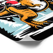 Santa Riding Dinosaur T Rex Christmas Boys Xmas Poster (Ecke)