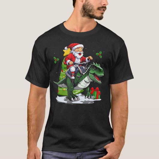 Santa Riding Dinosaur T-Rex Christmas Dinosaurs (2 T-Shirt (Vorderseite)