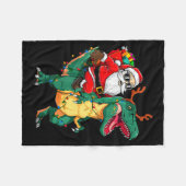 Santa Riding Dinosaur T Rex Funny Christmas Kids B Fleecedecke (Vorderseite (Horizontal))