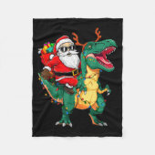 Santa Riding Dinosaur T Rex Funny Christmas Kids B Fleecedecke (Vorderseite)
