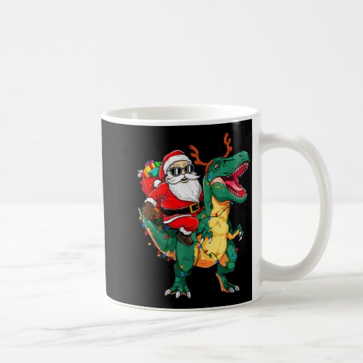 Santa Riding Dinosaur T Rex Funny Christmas Kids B Kaffeetasse (Rechts)