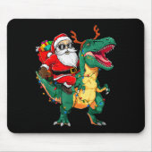 Santa Riding Dinosaur T Rex Funny Christmas Kids B Mousepad (Vorne)