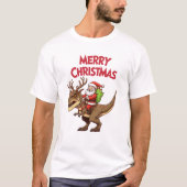 Santa Riding Dinosaur T-Rex Merry Christmas T-Shirt (Vorderseite)