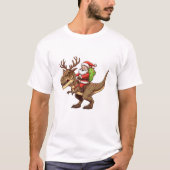 Santa Riding Dinosaur T-Rex T-Shirt (Vorderseite)