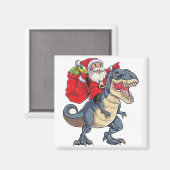 Santa Riding Dinosaur T rex T Shirt Weihnachtsgesc Magnet (Vorderseite/Rückseite)