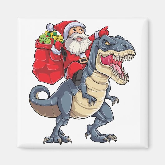 Santa Riding Dinosaur T rex T Shirt Weihnachtsgesc Magnet (Vorne)