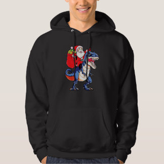 Santa Riding Dinosaur T Rex Weihnachten Hoodie