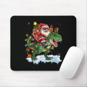 Santa Riding Dinosaur T Rex Weihnachtsbaum Lichter Mousepad (Mit Mouse)