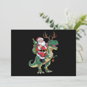 Santa Riding Dinosaur T-Rex Weihnachtsfeiertag Feiertagskarte