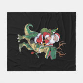 Santa Riding Dinosaur T-Rex Weihnachtsfeiertag Fleecedecke (Vorderseite (Horizontal))