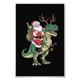 Santa Riding Dinosaur T-Rex Weihnachtsfeiertag Fotodruck