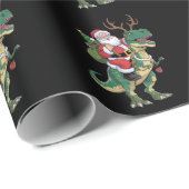 Santa Riding Dinosaur T-Rex Weihnachtsfeiertag Geschenkpapier (Rolleneckpunkt)