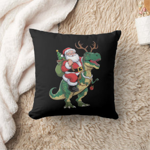 Santa Riding Dinosaur T-Rex Weihnachtsfeiertag Kissen