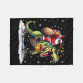 Santa Riding Dinosaur T Rex Weihnachtsjunge Männer Fleecedecke (Vorderseite (Horizontal))