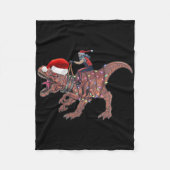 Santa Riding Dinosaur T Rex Weihnachtsjunge Männer Fleecedecke (Vorderseite)