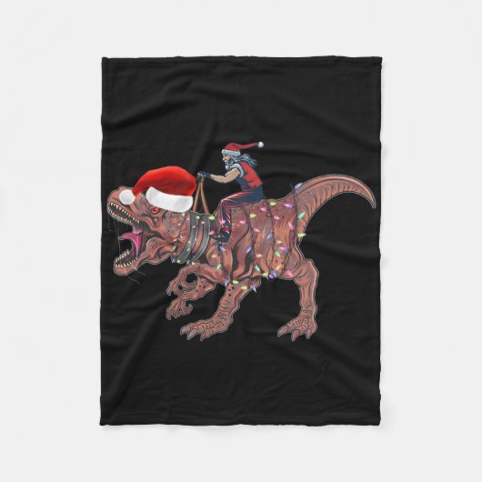 Santa Riding Dinosaur T Rex Weihnachtsjunge Männer Fleecedecke (Vorderseite)