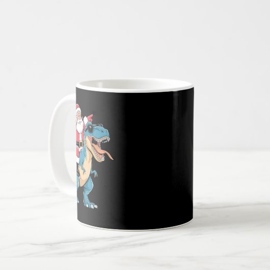 Santa Riding Dinosaur T Rex Weihnachtsjunge Männer Kaffeetasse (Vorderseite Links)