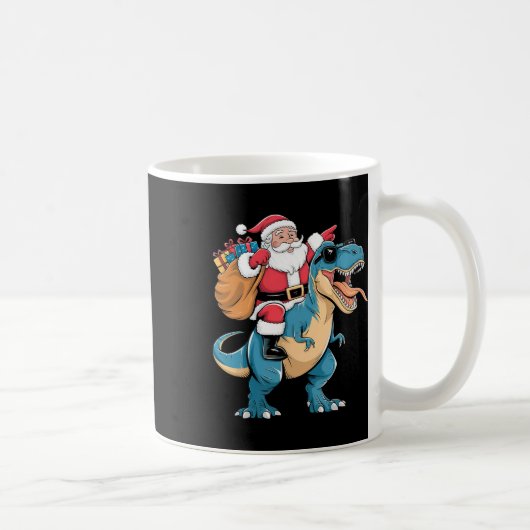 Santa Riding Dinosaur T Rex Weihnachtsjunge Männer Kaffeetasse (Rechts)