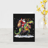 Santa Riding Dinosaur T Rex Weihnachtsjunge Männer Karte (Gelbe Blume)