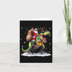 Santa Riding Dinosaur T Rex Weihnachtsjunge Männer Karte