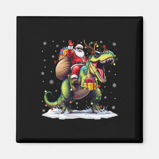 Santa Riding Dinosaur T Rex Weihnachtsjunge Männer Magnet (Vorne)