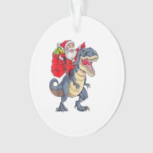 Santa Riding Dinosaur T rex Weihnachtsjunge Männer Ornament (Vorderseite)