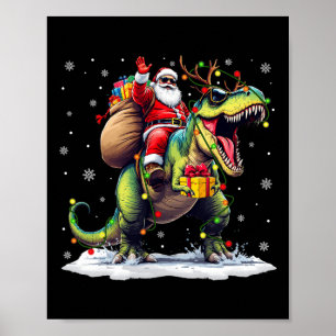 Santa Riding Dinosaur T Rex Weihnachtsjunge Männer Poster