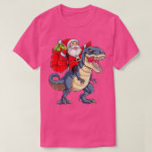 Santa Riding Dinosaur T rex Weihnachtsjunge Männer T-Shirt (Design vorne)