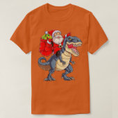 Santa Riding Dinosaur T rex Weihnachtsjunge Männer T-Shirt (Design vorne)