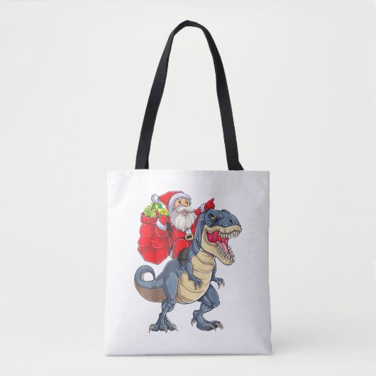 Santa Riding Dinosaur T rex Weihnachtsjunge Männer Tasche (Vorderseite)