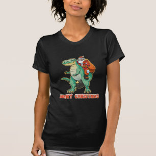 Santa Riding Dinosaur T-Shirt