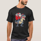 Santa Riding Dinosaurier Rex Weihnachtsmann mit F T-Shirt (Vorderseite)