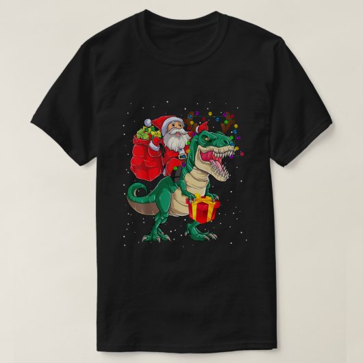 Santa Riding Dinosaurier T rex Funny Christmas Kid T-Shirt (Design vorne)