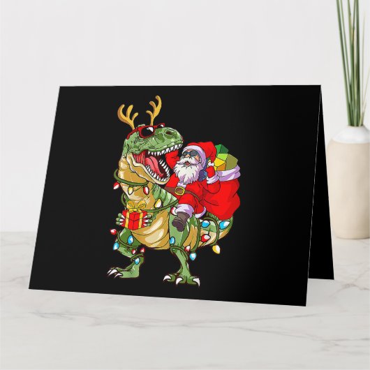 Santa Riding Dinosaurier T Rex Weihnachten Weihnac Karte (Vorderseite)