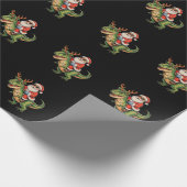 Santa Riding Dinosaurier T Rex Weihnachts Retro Xm Geschenkpapier (Ecke)