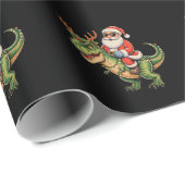 Santa Riding Dinosaurier T Rex Weihnachts Retro Xm Geschenkpapier (Rolleneckpunkt)