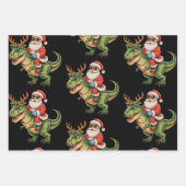 Santa Riding Dinosaurier T Rex Weihnachts Retro Xm Geschenkpapier Set (Vorderseite)