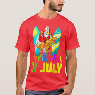 Santa Riding Dinosaurier Weihnachten Juli Sommer S T-Shirt