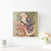 Santa Riding Donkey Quadratische Wanduhr (Zuhause)