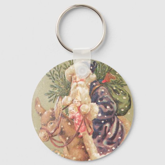 Santa Riding Donkey Schlüsselanhänger (Vorderseite)