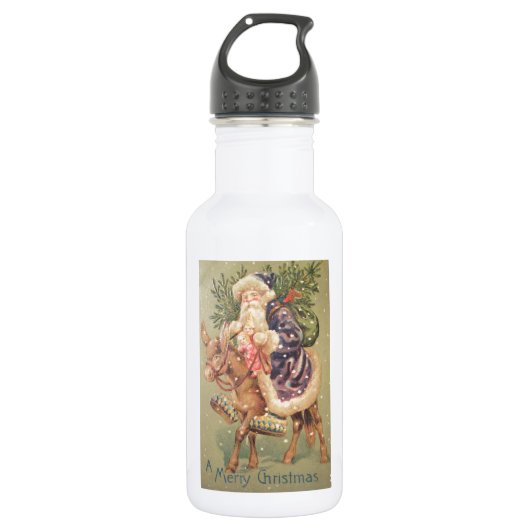 Santa Riding Donkey Trinkflasche (Vorderseite)