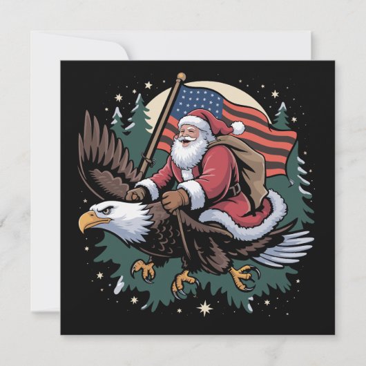 Santa Riding Eagle USA Flag Weihnachten (Vorderseite)