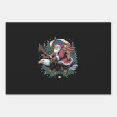 Santa Riding Eagle USA Flag Weihnachten Geschenkpapier Set (Vorderseite)