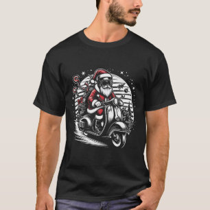 Santa Riding ein Motor Scooter Baum solide T-Shirt